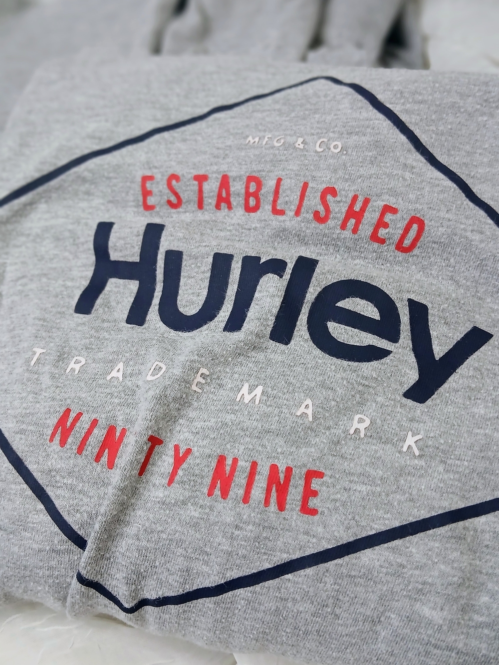 Hurley Gray Graphic Tee with Red & Navy Logo